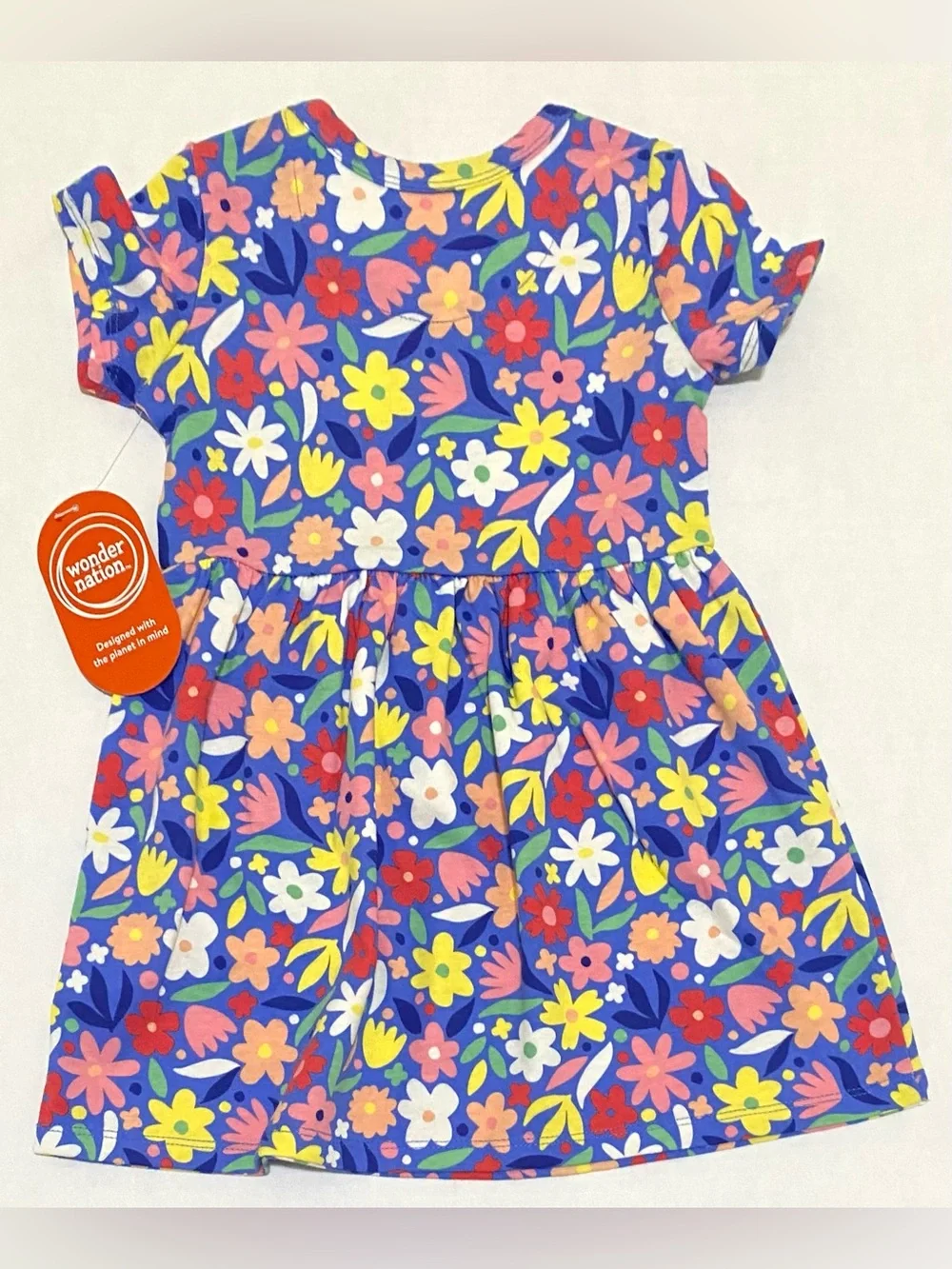 Wonder Nation Girls 24M Blue Floral Play Dress Boho Summer Fairy Cottagecore